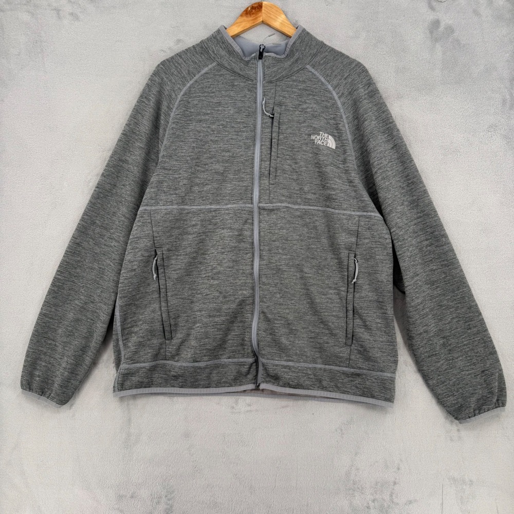 The North Face Mens Grey Heather Full Zip Fleece Jacket Mens XL Outdoor Cozy